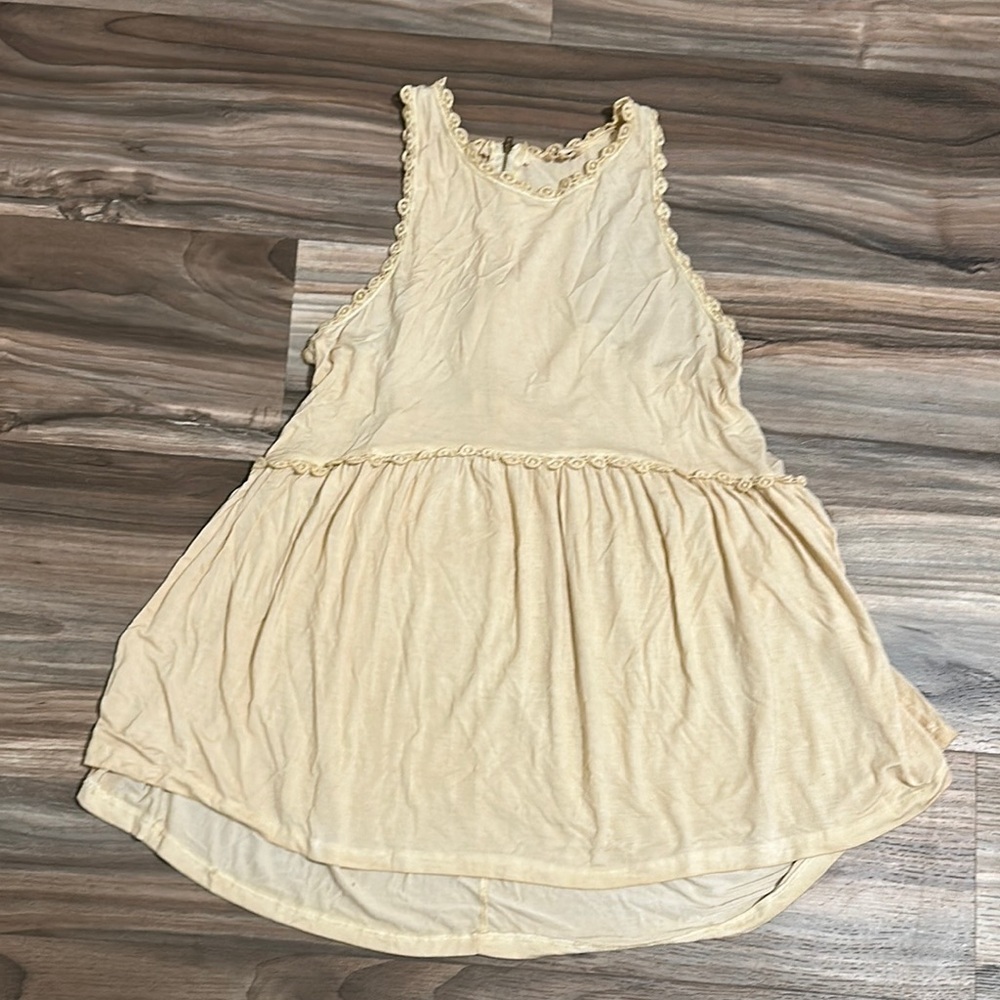 POL Sweet And Simple Racerback Sleeveless Babydoll Tank Womens Small Zip Cream
